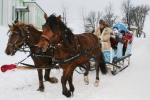 Труженицы-лошадки без устали катали детей в санях вокруг храма в течение всего праздника